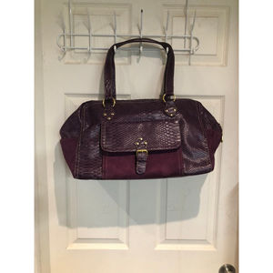 ELIZABETH ARDEN Purple Vegan Snake Like Faux Leather & Shade Tote Duffel Bag